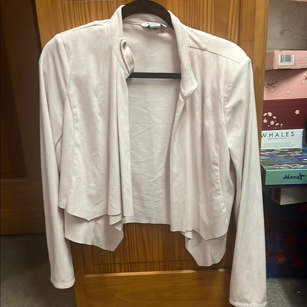 White House Black Market Pink Blazer with Waterfall Collar